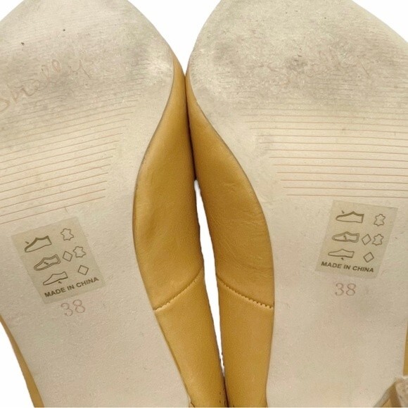 Shellys London Camel Leather Pump Perforated Tan Leather Heel Size EU 38 | US 7 - Picture 12 of 15